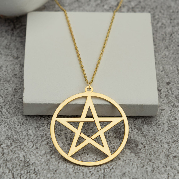 Pentacle Pendant Necklace, Unisex Pentagram Pendant, Sterling Silver, Gold & Rose Gold Plated, Gift for Her,