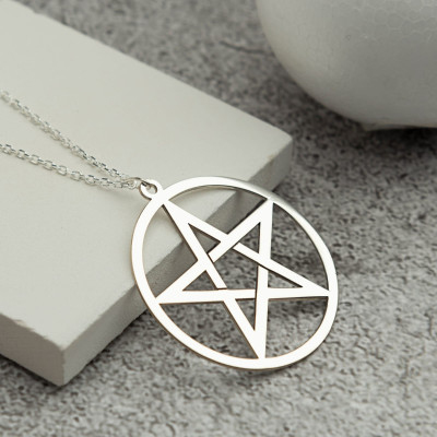 Pentacle Pendant Necklace, Unisex Pentagram Pendant, Sterling Silver, Gold & Rose Gold Plated, Gift for Her,