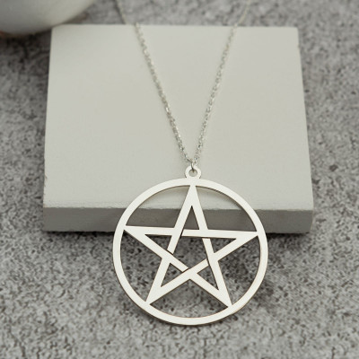 Sterling Silver Pentacle Star Necklace, Men's Women's Valentine's Day Gift, Gold Rose-Plated Star Pendant