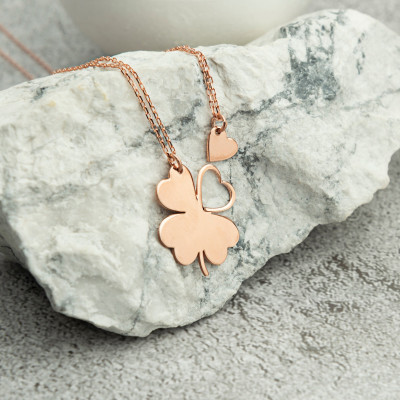 Sterling Silver Clover Necklace Set - Mother Daughter Gift, Couple Matching Jewelry, Mother's Day Present,