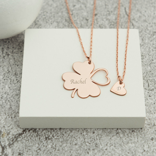 Sterling Silver Clover Necklace Set - Mother Daughter Gift, Couple Matching Jewelry, Mother's Day Present,