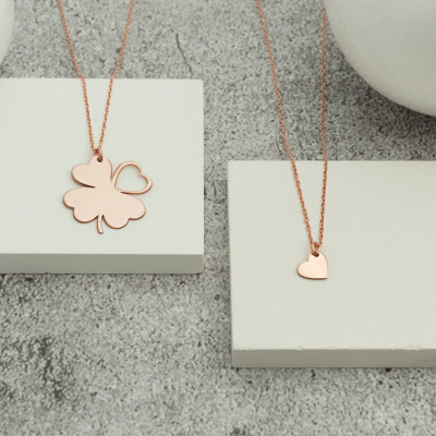 Sterling Silver Clover Necklace Set - Mother Daughter Gift, Couple Matching Jewelry, Mother's Day Present,