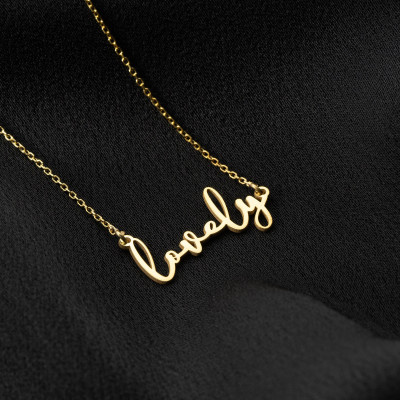 14k Gold Personalized Name Necklace - Minimalist Christmas Gift for Women - Dainty Nameplate Pendant in Silver