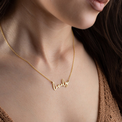 14k Gold Personalized Name Necklace - Minimalist Christmas Gift for Women - Dainty Nameplate Pendant in Silver