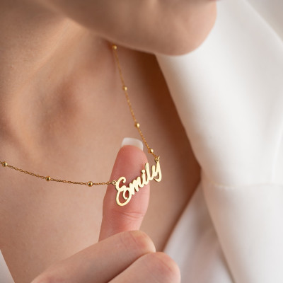 Custom 14k Gold Name Necklace Personalized Minimalist Nameplate Pendant for Women Silver Christmas Gifts