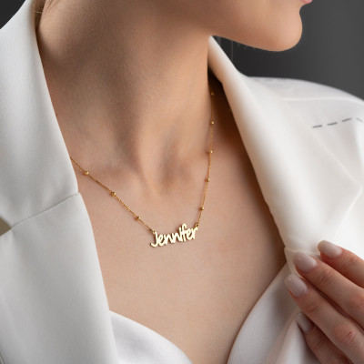 Custom 14k Gold Name Necklace Personalized Minimalist Nameplate Pendant for Women Silver Christmas Gifts