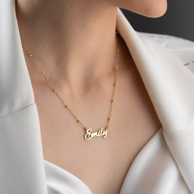 Custom 14k Gold Name Necklace Personalized Minimalist Nameplate Pendant for Women Silver Christmas Gifts