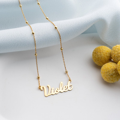 Custom 14k Gold Name Necklace Personalized Minimalist Nameplate Pendant for Women Silver Christmas Gifts