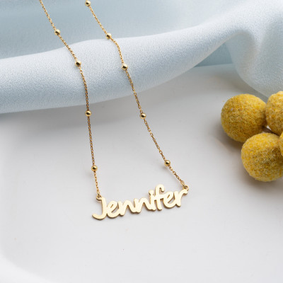 Custom 14k Gold Name Necklace Personalized Minimalist Nameplate Pendant for Women Silver Christmas Gifts