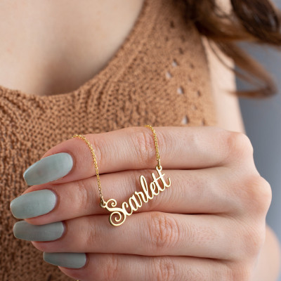 Custom 14k Gold Name Necklace for Women - Minimalist Personalized Jewelry Gift