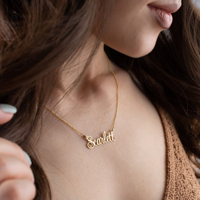 Custom 14k Gold Name Necklace for Women - Minimalist Personalized Jewelry Gift