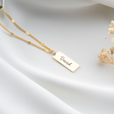 Silver Personalized Name Bar Necklace, Custom Engraved Date & Coordinate Jewelry, Gold Dainty Necklace