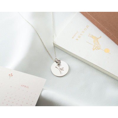 November Birth Flower Necklace - Gold & Silver Personalized Engraved Jewelry, Dainty Gift for Mom,