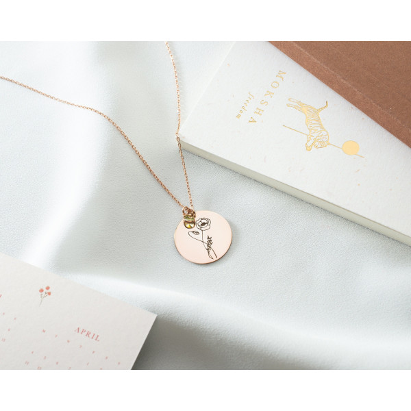 November Birth Flower Necklace - Gold & Silver Personalized Engraved Jewelry, Dainty Gift for Mom,