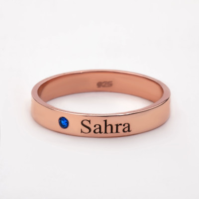 Customized Name Ring - Engraved Signet & Birthstone Stackable Ring, Perfect Gift for Mom or Her, Pinky Ring