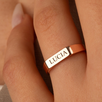 Customized Name Ring - Engraved Signet & Birthstone Stackable Ring, Perfect Gift for Mom or Her, Pinky Ring