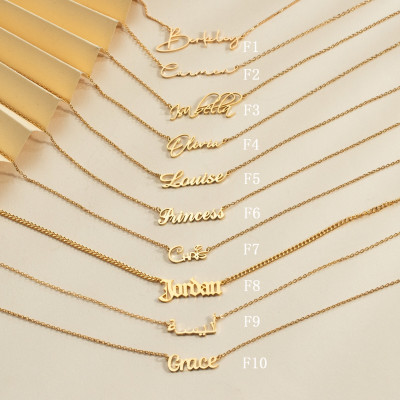 Custom Disney Font Name Necklace for Kids, 18K Gold Personalized Nameplate Pendant, Customized Christmas Gifts