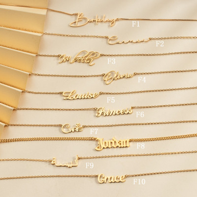 Custom Disney Font Name Necklace for Kids, 18K Gold Personalized Nameplate Pendant, Customized Christmas Gifts