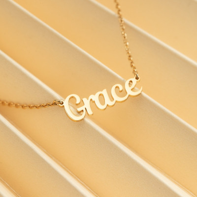 Custom Disney Font Name Necklace for Kids, 18K Gold Personalized Nameplate Pendant, Customized Christmas Gifts