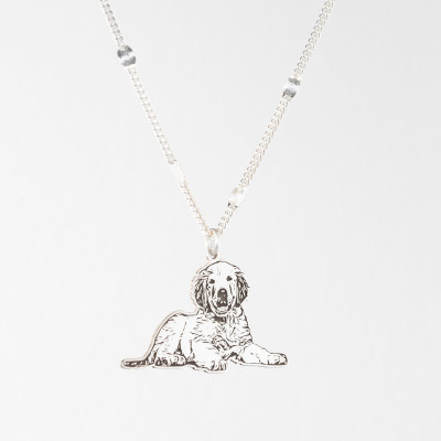 Custom Engraved Pet Portrait Dog Mom Necklace with Photo and Name -