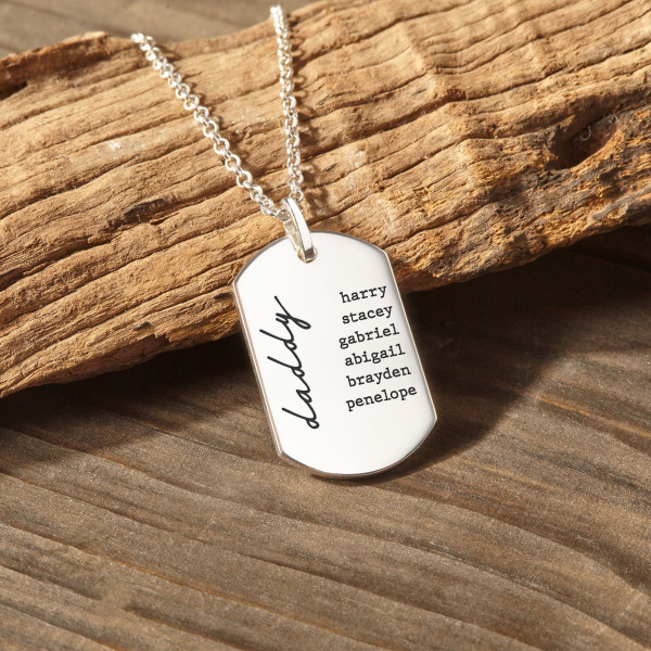 Custom Engraved Stainless Steel Dog Tag Necklace for Men - Personalized Gift for Dad or Husband - Christmas Father's Day Gift