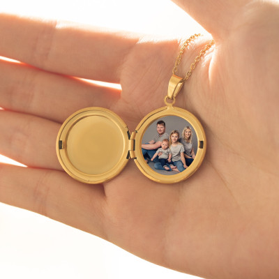 Personalized Family Photo Locket Necklace, Custom Birth Flower Bouquet Memorial Jewelry, Christmas Gift for Mum or Grandma