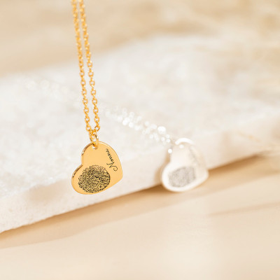 Custom Fingerprint Name Pendant Necklace, Personalized Memorial Gift for Mom, Engraved Jewelry