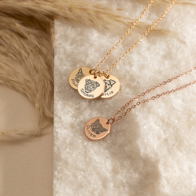 Customized Pet Portrait Necklace for Mom - Personalized Engraved Pet Photo Pendant, Dog Loss Memorial Gift, Mother's Day Present