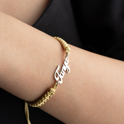 Customizable Gold Name Bracelet, Sterling Silver Nameplate Friendship Bracelet for Women, Dainty Rose Gold Initial Bracelet for Mother's Gift