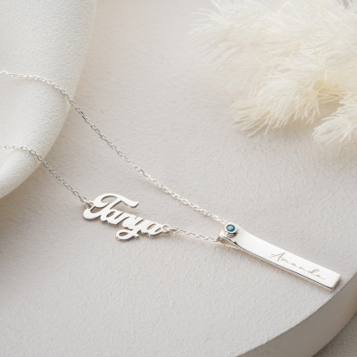 Custom Gold Name Necklace with Birthstone - Personalized Engraved Necklace, Perfect Birthday Gifts