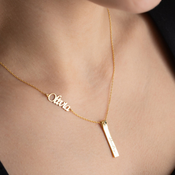 Custom Gold Name Necklace with Birthstone - Personalized Engraved Necklace, Perfect Birthday Gifts