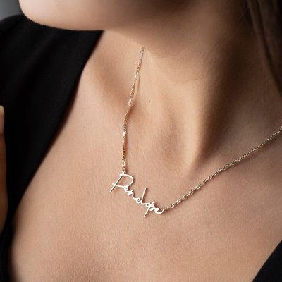 Custom Gold Name Necklace with Sterling Silver Singapore Chain - Minimalist Layered Nameplate for Children - Dainty Jewelry