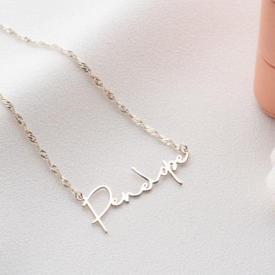 Custom Gold Name Necklace with Sterling Silver Singapore Chain - Minimalist Layered Nameplate for Children - Dainty Jewelry