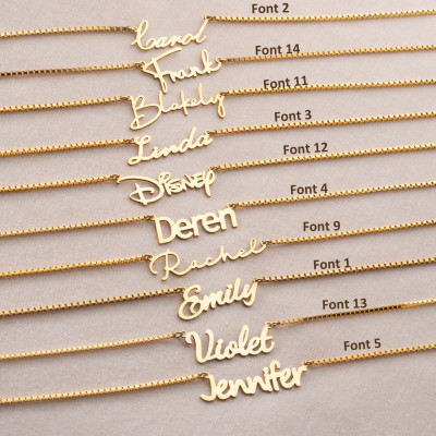 Customizable Gold and Silver Name Necklace - Minimalist Personalized Nameplate Jewelry for Women - Dainty Gift Pendant with Custom Box Chain -