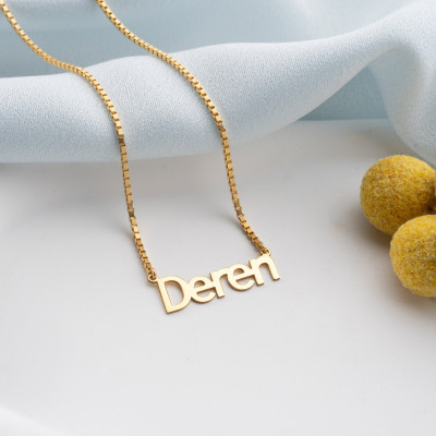 Customizable Gold and Silver Name Necklace - Minimalist Personalized Nameplate Jewelry for Women - Dainty Gift Pendant with Custom Box Chain -