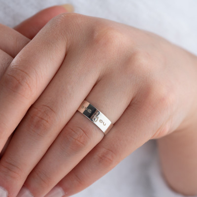 Custom Engraved Handwriting Memorial Ring for Women, Personalized Anniversary Wedding Ring Gift