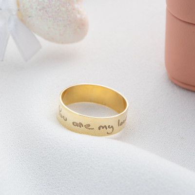 Custom Engraved Handwriting Memorial Ring for Women, Personalized Anniversary Wedding Ring Gift