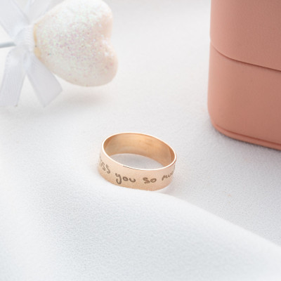 Custom Engraved Handwriting Memorial Ring for Women, Personalized Anniversary Wedding Ring Gift