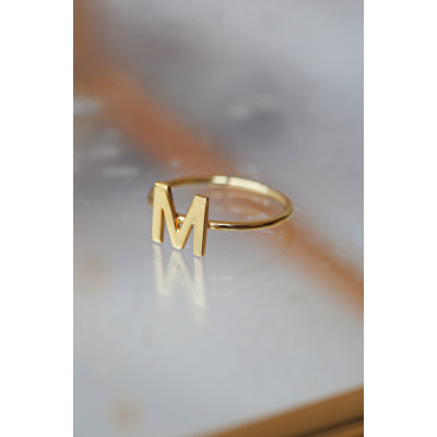 Custom Rose Gold Initial Ring | Personalized Letter Ring | Dainty Monogram Jewelry | Gift for Mom