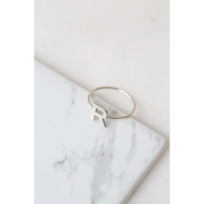 Custom Rose Gold Initial Ring | Personalized Letter Ring | Dainty Monogram Jewelry | Gift for Mom