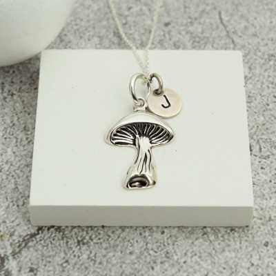 Sterling Silver Mushroom Necklace, Unique Mushroom Jewelry for Vegetarians, Chef Gift, Mother's Day Boho Necklace