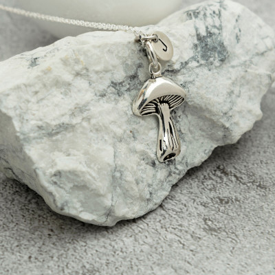 Sterling Silver Mushroom Necklace, Unique Mushroom Jewelry for Vegetarians, Chef Gift, Mother's Day Boho Necklace