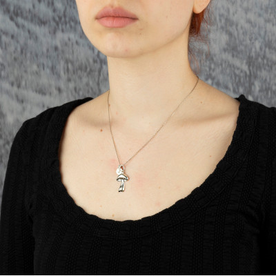 Sterling Silver Mushroom Necklace, Unique Mushroom Jewelry for Vegetarians, Chef Gift, Mother's Day Boho Necklace