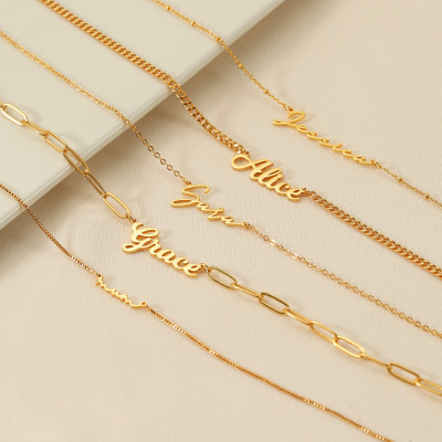 Custom 18K Gold Plated Name Necklace for Women - Personalized Jewelry Gift for Her, Mother's Day & Christmas Gift