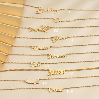 Custom 14K Gold Personalized Name Necklace, Silver Pendant Necklace, Christmas Gifts for Her, Necklace with Name for Mom