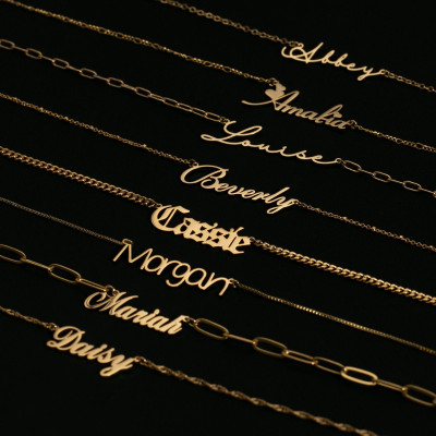 Custom Gold Name Necklace - Personalized Script Jewelry, Mother's Day Gift, Bridesmaid Wedding Present