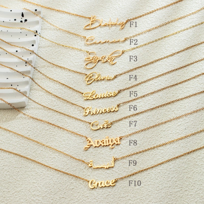 Custom 18K Gold Plated Silver Name Necklace - Personalized Christmas Gift for Her