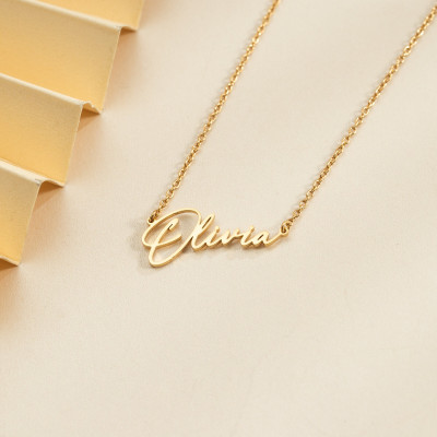 Custom 18K Gold Plated Silver Name Necklace - Personalized Christmas Gift for Her