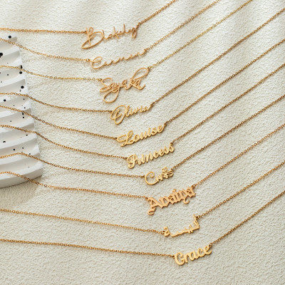 Custom 18K Gold Plated Silver Name Necklace - Personalized Christmas Gift for Her