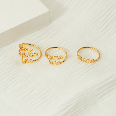 Personalized Custom Name Ring, Handmade Triple Name Gold Ring, Stackable Dainty Ring, Double Name Ring Gift for Mom